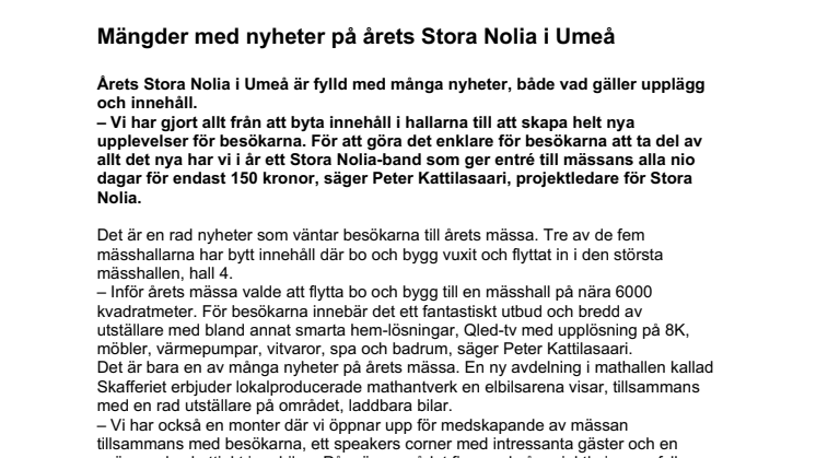 Mängder med nyheter på årets Stora Nolia i Umeå