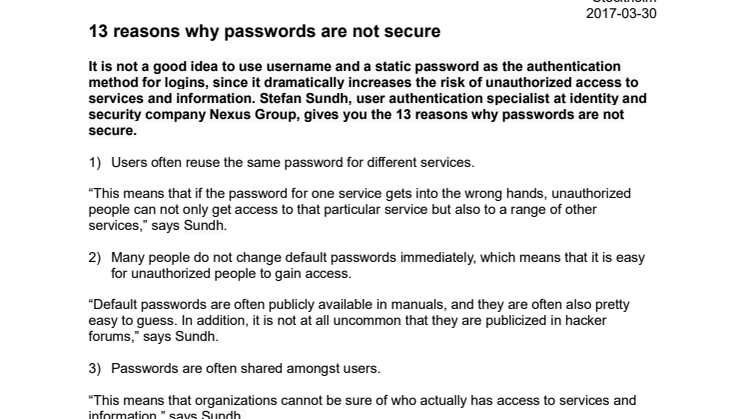 13 reasons why passwords are not secure