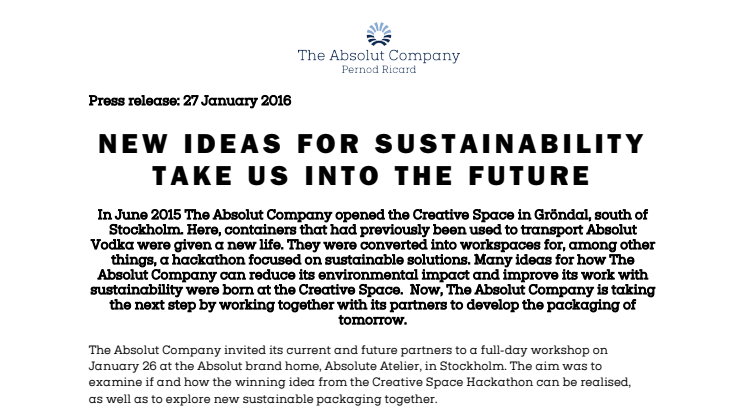 NEW IDEAS FOR SUSTAINABILITY TAKE US INTO THE FUTURE