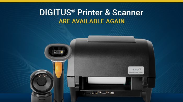 Product News: ❗ Our DIGITUS® printers and scanners are now available again. Benefit from our current stock and fast delivery times. 