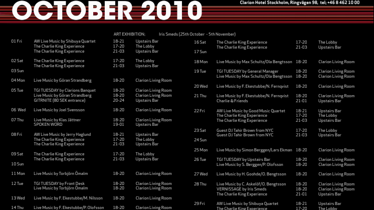 Eventkalender Oktober