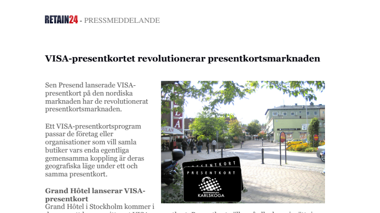 VISA-presentkortet revolutionerar presentkortsmarknaden