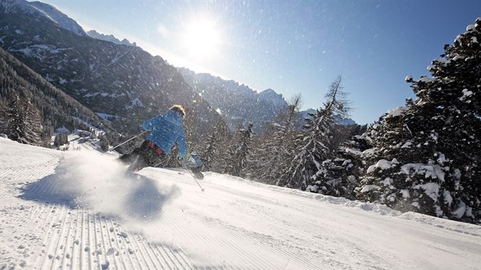 Flexibussitet i pisten med bästa tänkbara skidåkningen i Val di Fiemme!