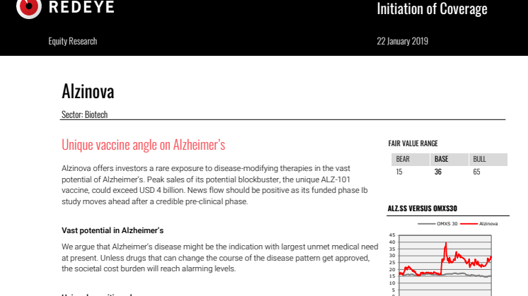 Redeye bevakning: Alzinova - utvecklar vaccin mot Alzheimers 