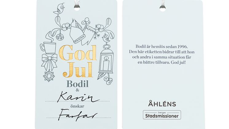 Åhléns tar fram juletiketter som gör skillnad i samarbete med Sveriges Stadsmissioner  