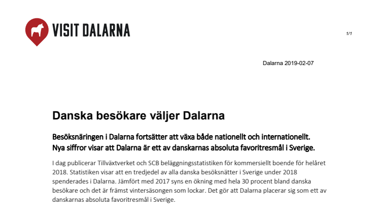 Danska besökare väljer Dalarna