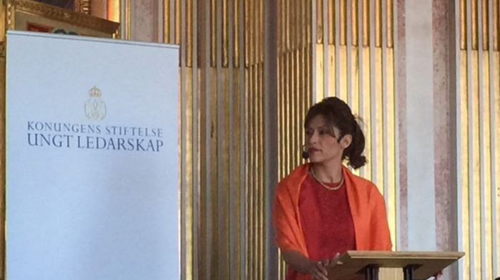 Azita Shariati höll tal på Stockholms slott om värdebaserat ledarskap