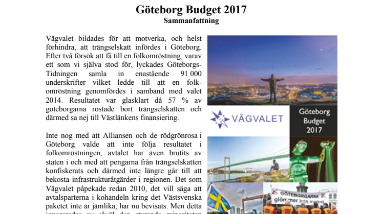 Sammanfattning - Budget 2017 för Göteborg Stad