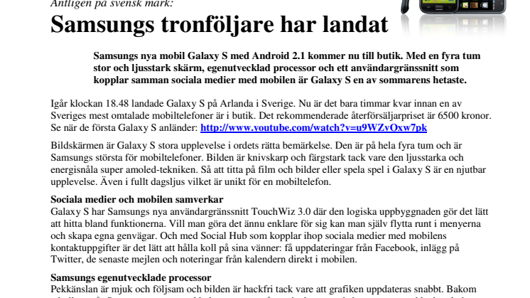 Samsungs tronföljare har landat