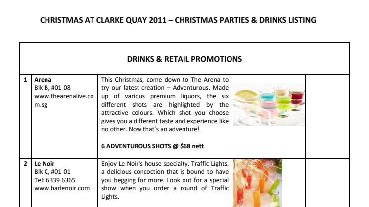 Clarke Quay Christmas Drinks Specials