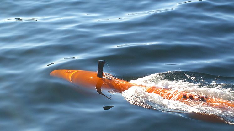  A Kongsberg Maritime HUGIN Autonomous Underwater Vehicle (AUV) at the surface
