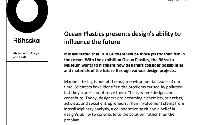 Invitation: Press preview Ocean Plastics, the Röhsska Museum, June 14th at 11:00