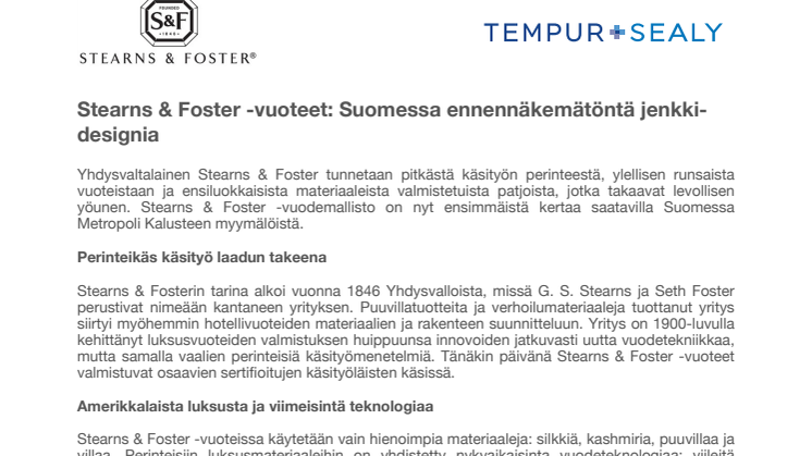 Stearns & Foster -vuoteet: Suomessa ennennäkemätöntä jenkki-designia
