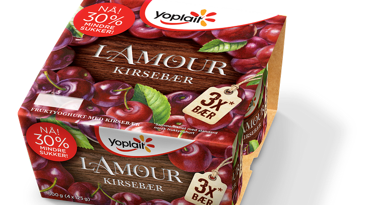 Yoplait l'Amour kirsebær med 30% mindre sukker