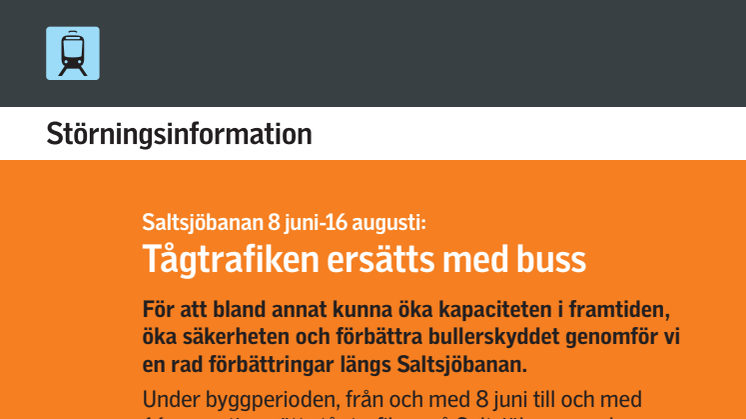 Tågtrafiken på Saltsjöbanan ersätts med buss