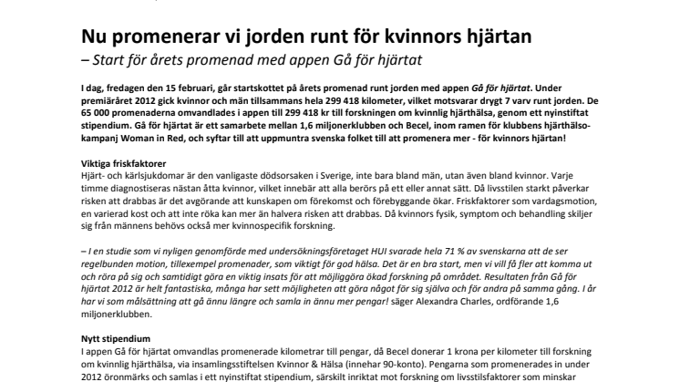 Nu promenerar vi jorden runt för kvinnors hjärtan!