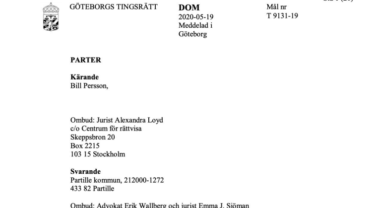 Göteborgs tingsrätts dom