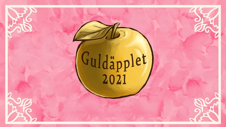 Guldäpplet 2021 - Studentkårens pris till årets lärare vid Högskolan i Skövde. Illustration: Alvina Månsson 