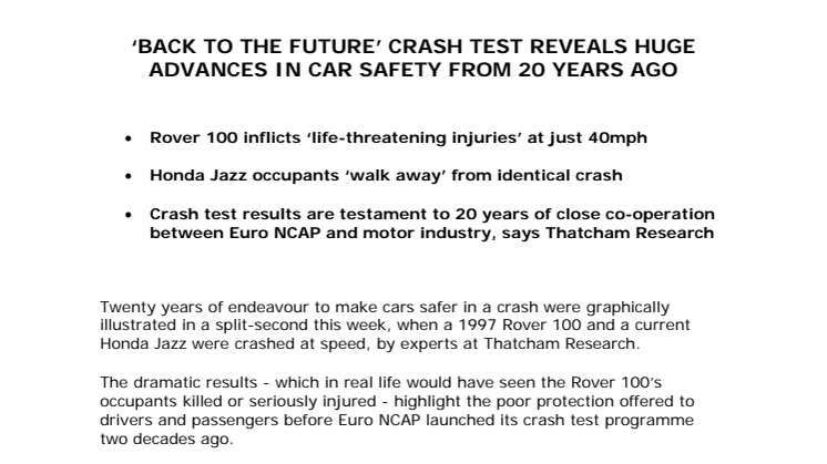 'Back to the Future’ Crash Test Reveals Huge Advances in Car Safety From Years Ago