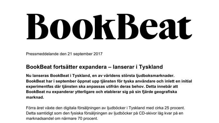 BookBeat fortsätter expandera – lanserar i Tyskland 