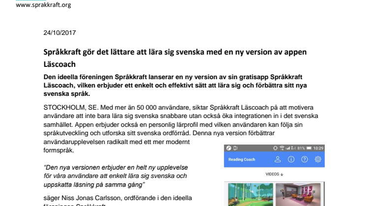 Språkkraft gör det lättare att lära sig svenska med en ny version av appen Läscoach