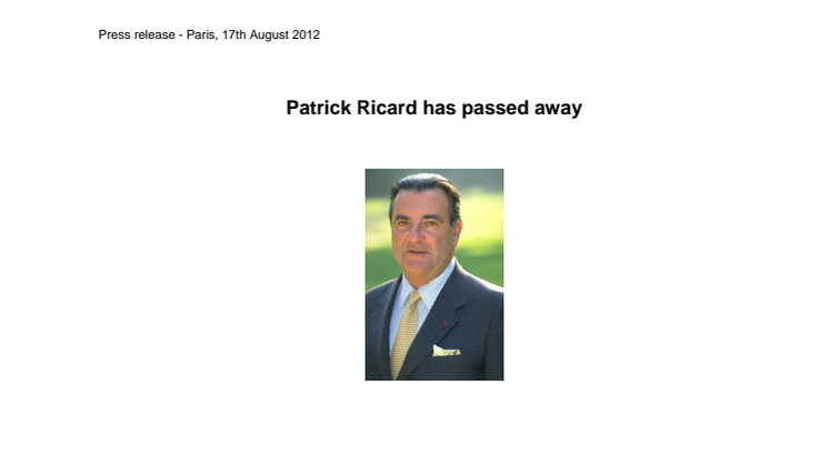 Patrick Ricards plötsliga bortgång