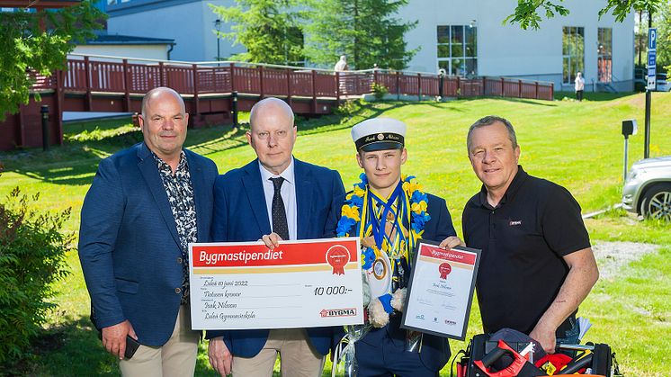 Vinnaren av Bygmastipendiet på Luleå Gymnasium heter Isak Nilsson