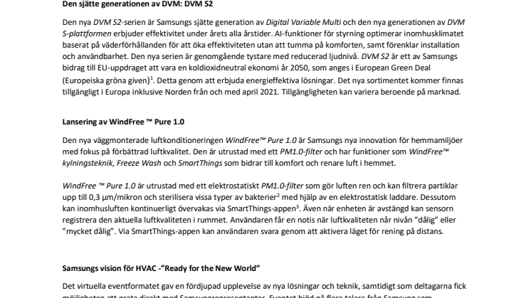 Samsungs senaste HVAC-innovationer presenterade under det årliga eventet Climate Solutions Day