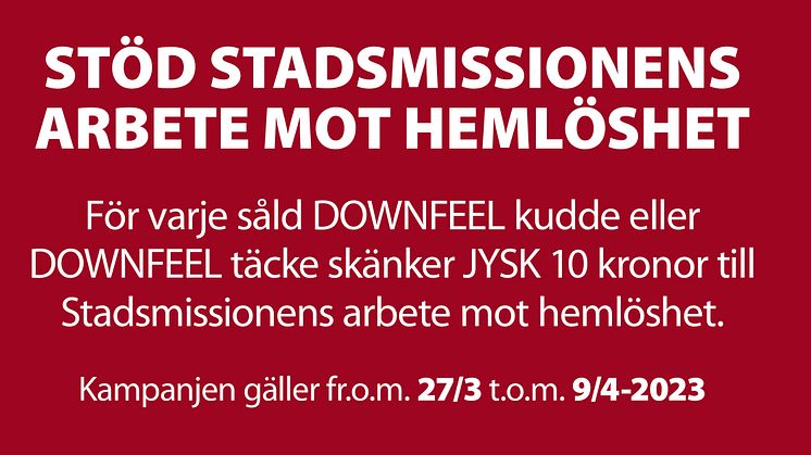 JYSK stöttar Stadsmissionens hemlöshetsarbete