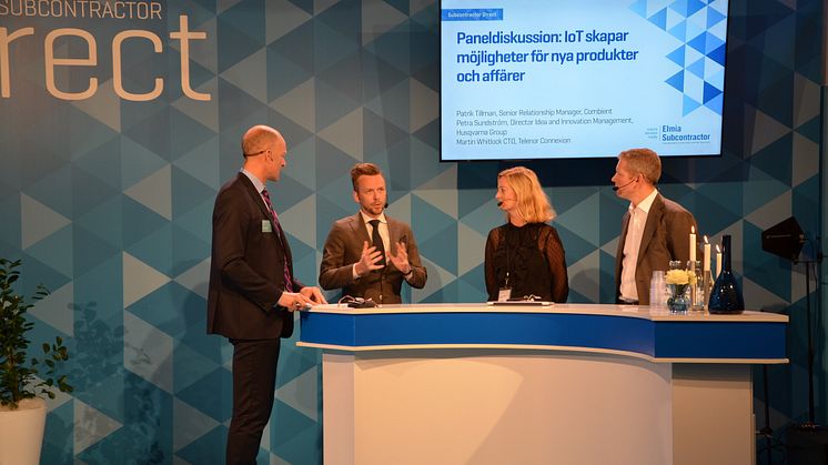 Patrik Tillman, Senior Relationship Manager at Combient, Petra Sundström, Director Idea and Innovation Management at Husqvarna Group, and Martin Whitlock, CTO at Telenor Connexion took part in the seminar “The IoT is creating opportunities for new pr
