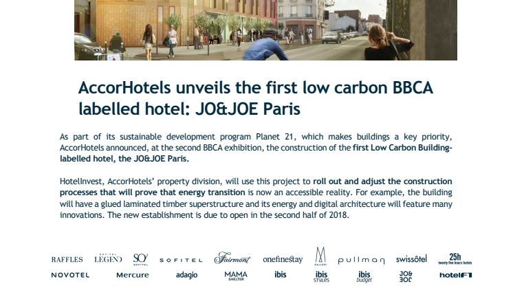 JO&JOE - AccorHotels unveils the first low carbon BBCA labelled hotel