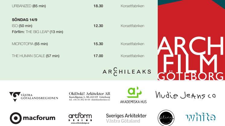 PROGRAM ArchFilm Göteborg 2014 