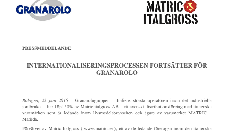 Granarolo + Matric Italgross
