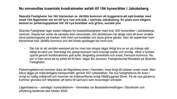 Nu omvandlas tusentals kvadratmeter asfalt till 104 hyresrätter i Jakobsberg