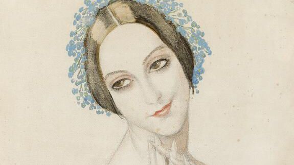 Gerda Wegener- Portræt af soloballetdanserinde Ulla Poulsen, 1927. Signeret. Blyant, akvarel og gouache på papir monteret på malepap. Bladstørrelse 72 × 53 cm. Vurdering- 50.000-60.000 kr