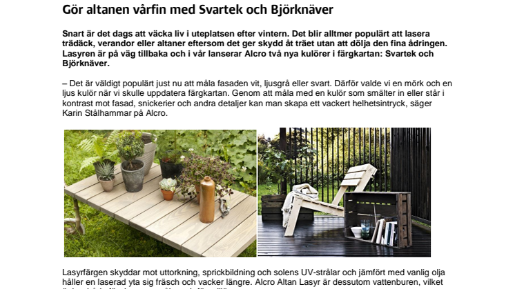 Gör altanen vårfin med Svartek och Björknäver