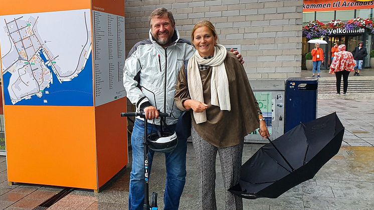 Alexandra Bech Gjørv (konsernsjef i SINTEF) og Bernt Reitan Jenssen (adm.dir. i Ruter) stiller på Ruterfrokost. Foto: Odd R. Valmot/Teknisk Ukeblad