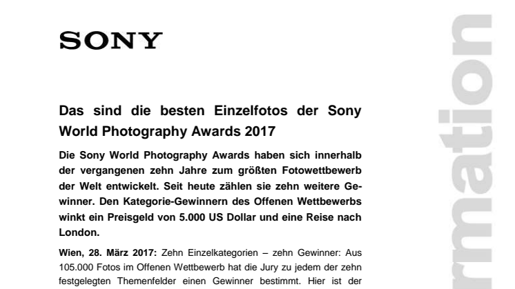 Das sind die besten Einzelfotos der Sony World Photography Awards 2017
