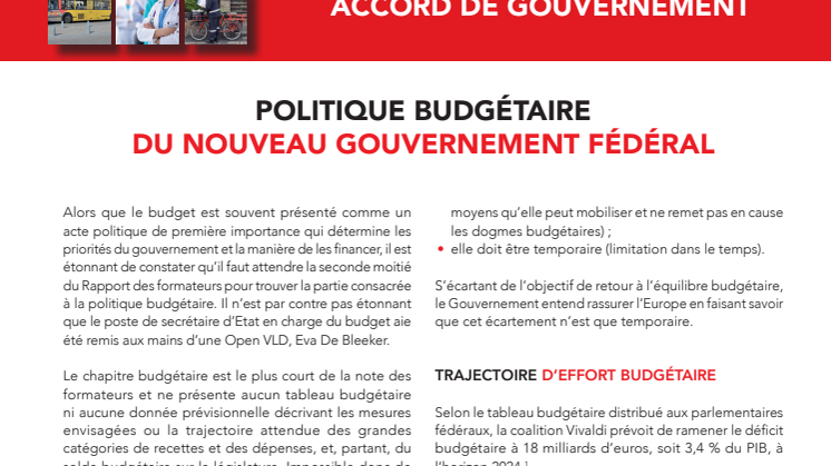 Lettre d'informations 6 : POLITIQUE BUDGÉTAIRE DU NOUVEAU GOUVERNEMENT FÉDÉRAL