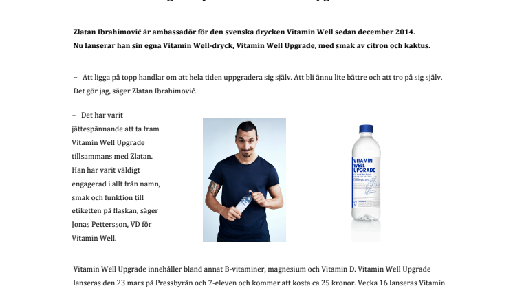 Zlatan lanserar egen dryck – Vitamin Well Upgrade