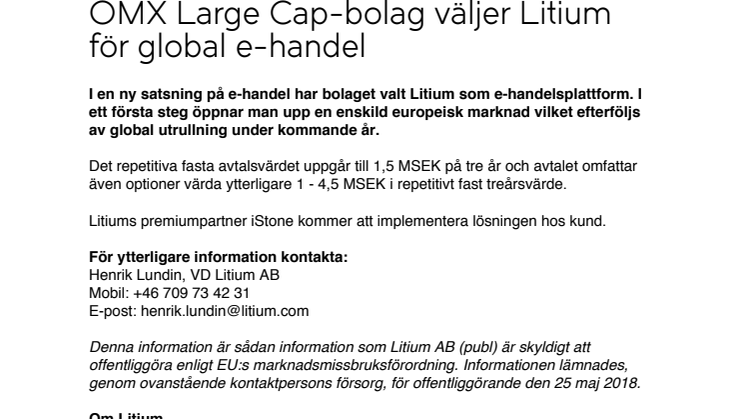 OMX Large Cap-bolag väljer Litium för global e-handel 
