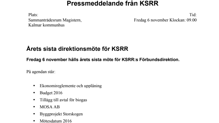 Årets sista direktionsmöte för KSRR
