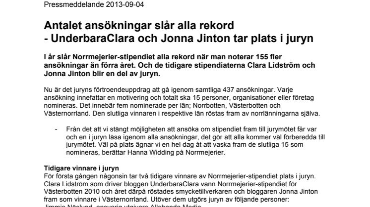 Antalet ansökningar slår alla rekord - UnderbaraClara och Jonna Jinton tar plats i juryn