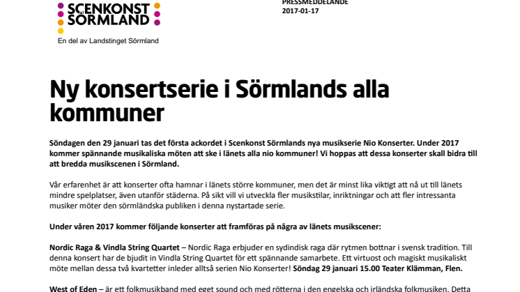 Ny konsertserie i Sörmlands alla kommuner
