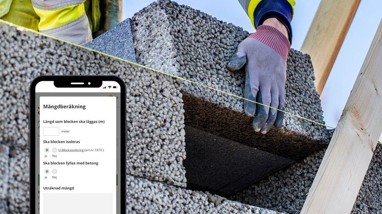 Räkna enkelt ut antal U-block och mängden torrbruk med Finja Betongs nya digitala mängdberäknare
