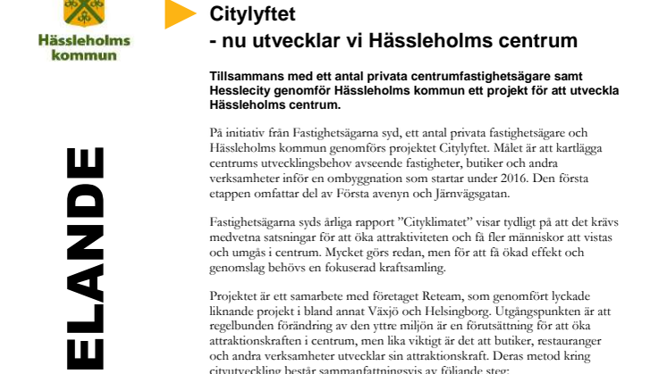 Citylyftet - nu utvecklar vi Hässleholms centrum