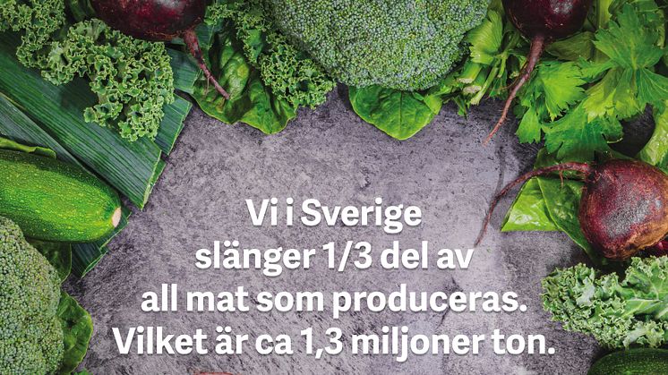 Vi i Sverige slänger ca 1,3 miljoner ton mat varje år. 