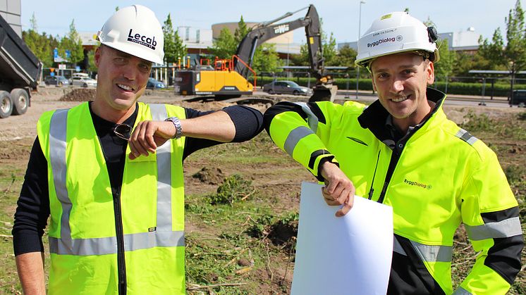 Johan Svedlund, Vd Lecab Fastigheter och Erik Olsson, projektchef på ByggDialog