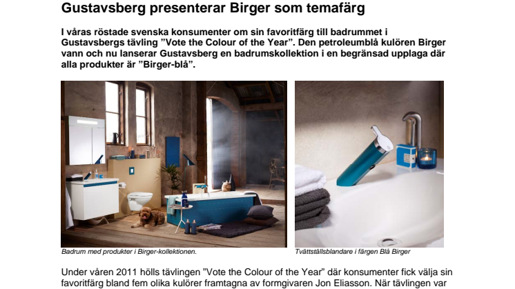 Gustavsberg presenterar Birger som temafärg