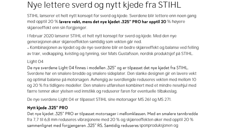 Nye lettere sverd og nytt kjede